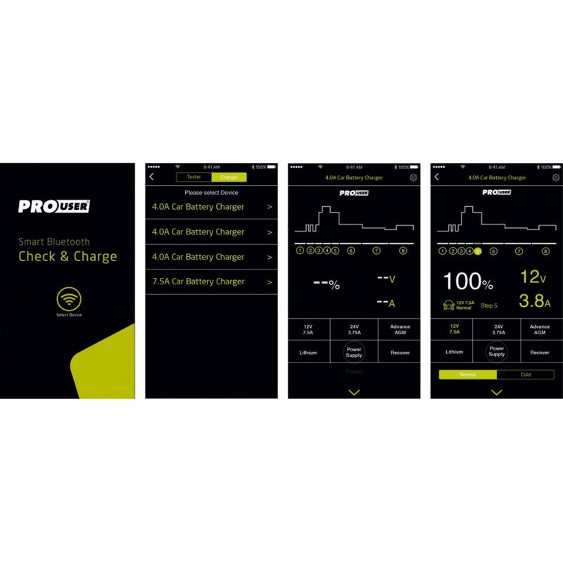 PROUSER Elektronisk 6V/12V 4A m/ Bluetooth