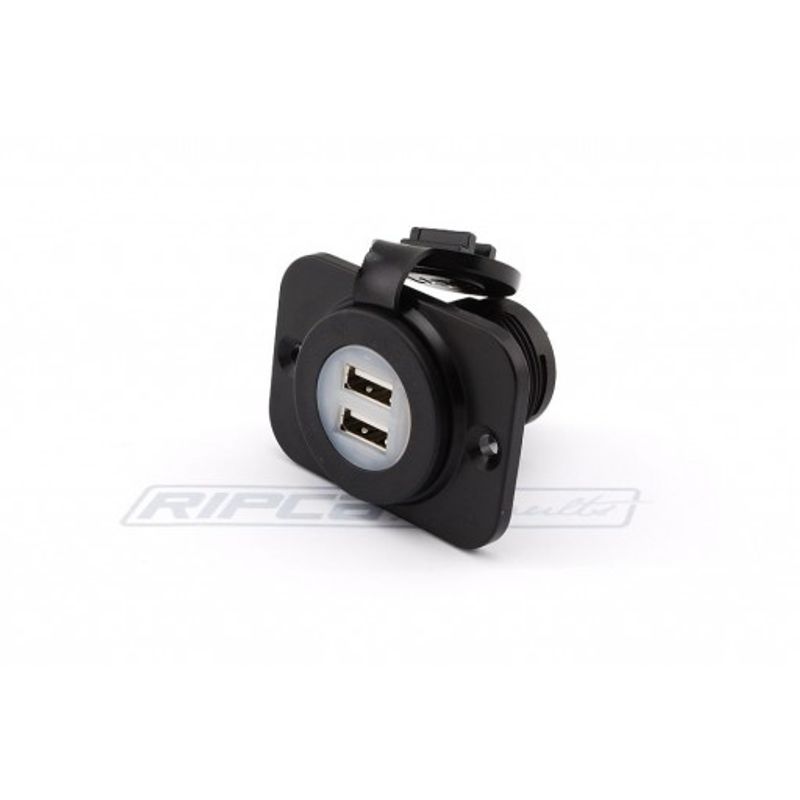 USB Kontakt - Dobbel - For innfelling - m/deksel