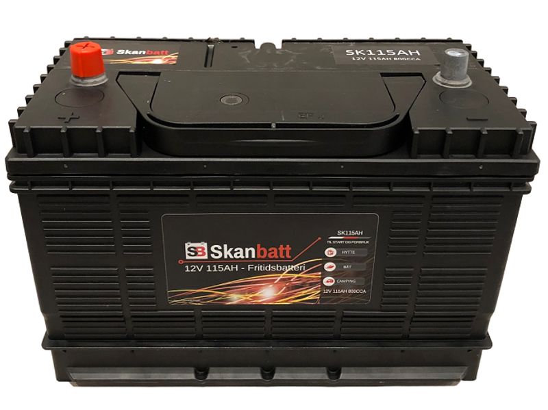 SKANBATT Fritidsbatteri 12V 115AH 800CCA (330x172x222/242mm) +mi
