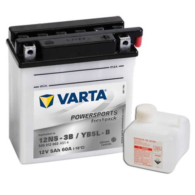 Hovedbilde  VARTA YB5L-B MC Batteri 12V 5AH 60CCA (121x61x131mm) +høyre YB5