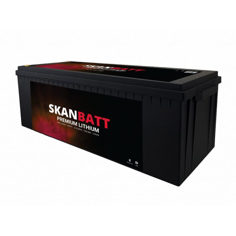 SKANBATT Premium Lithium - 12V 200Ah 200A BMS - 502x187x242mm - Bluetooth - Heat - 8 Års garanti