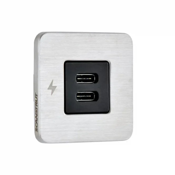 Hovedbilde Scanstrut Tile Dual USB-C 12V/24V Børstet Stål
