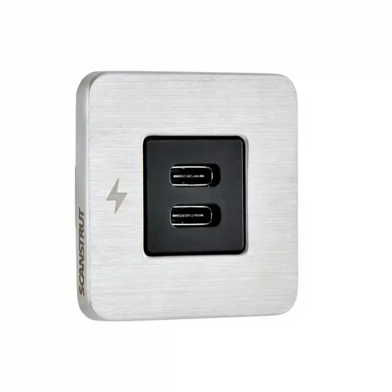 Scanstrut Tile Dual USB-C 12V/24V Børstet Stål