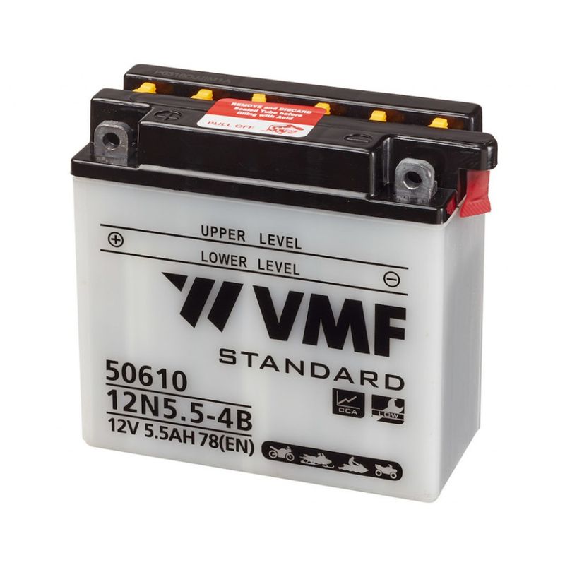 VMF MC Batteri 12v 5,5AH 78CCA (137x61x129) +venstre 12N5,5-4B