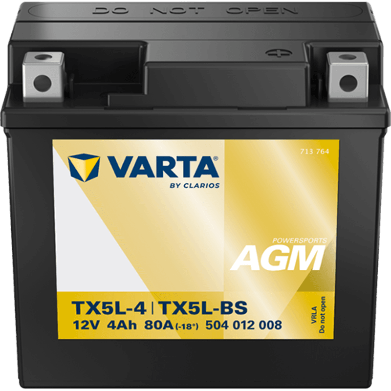 VARTA YTX5L-BS AGM MC Batteri 12V 4AH 80CCA (114x71x106mm) +høyr