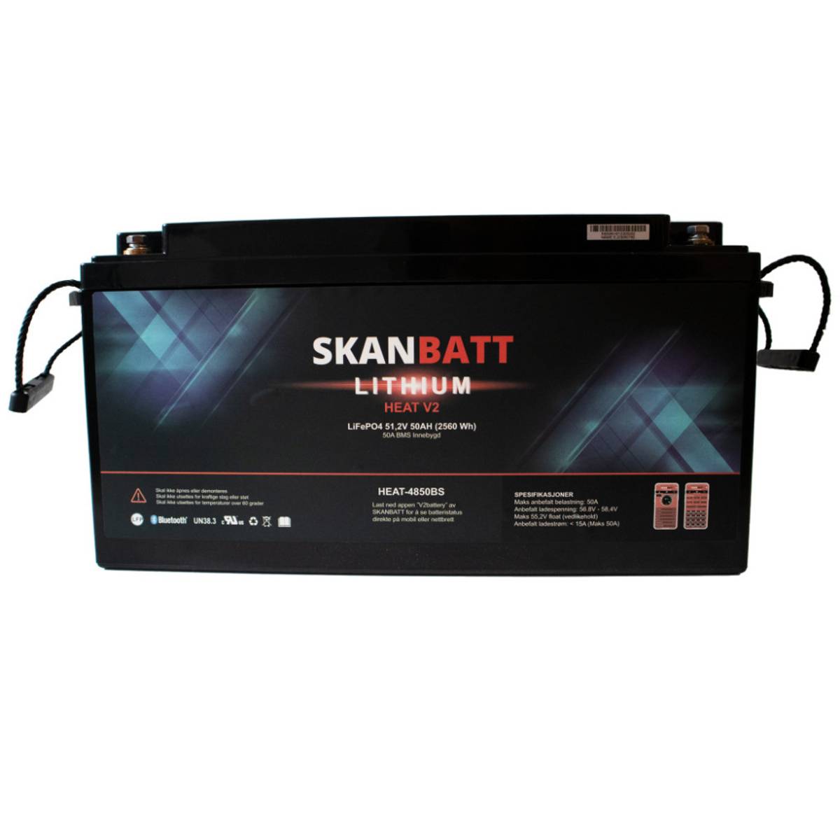 SKANBATT V2 Lithium Batteri 51,2V 50Ah 50A BMS - HEAT 