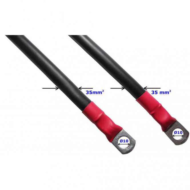 Hovedbilde Batterikabel 35mm2 - 500mm - 10mm kabelsko - Myk kvalitet