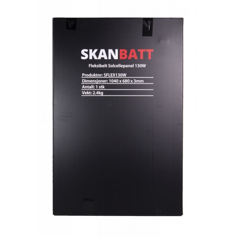SKANBATT Fleksibelt Solcellepanel 130W - ETFE - 1040x680x3mm