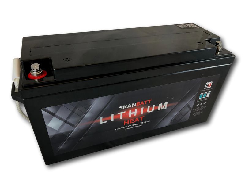 SKANBATT HEAT Lithium 24V 100AH 100BMS - BLUETOOTH OG VARME