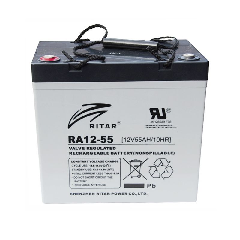 RITAR AGM Deep Cycle Batteri 12V 55AH (229x138x216mm) +venstre