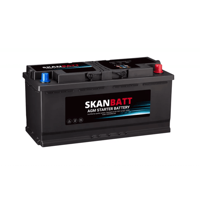 Hovedbilde SKANBATT AGM Startbatteri 12V 105AH 950CCA (393x175x190mm) +R