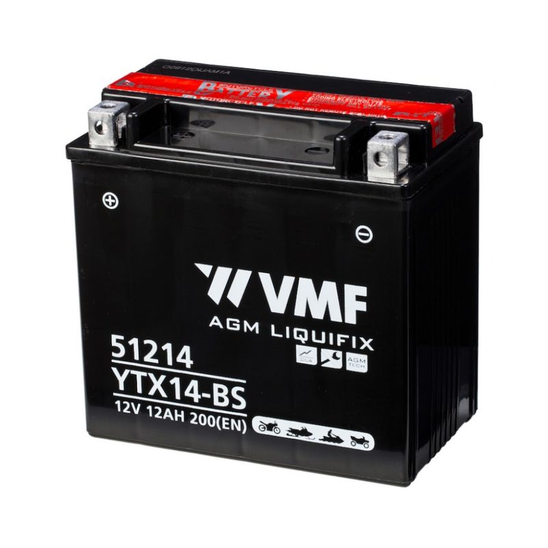 VMF MC Batteri 12V 12AH 200CCA (152x88x147) + venstre YTX14-BS