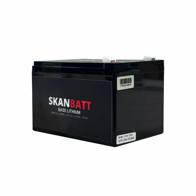 Hovedbilde SKANBATT Base Lithium - 12V 12Ah 10A BMS - 151x98x95mm - 3 Års garanti