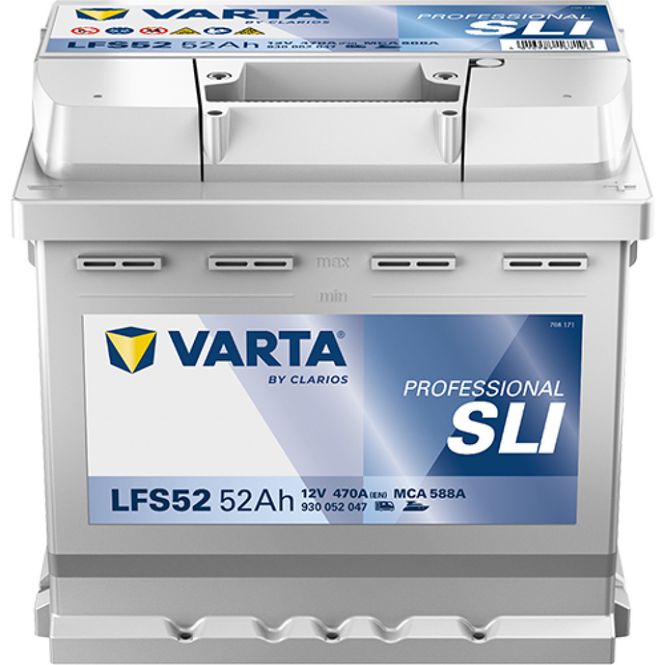 Hovedbilde VARTA Fritidsbatteri 12V 52 AH 470 CCA  LFS52 +høyre LFS52