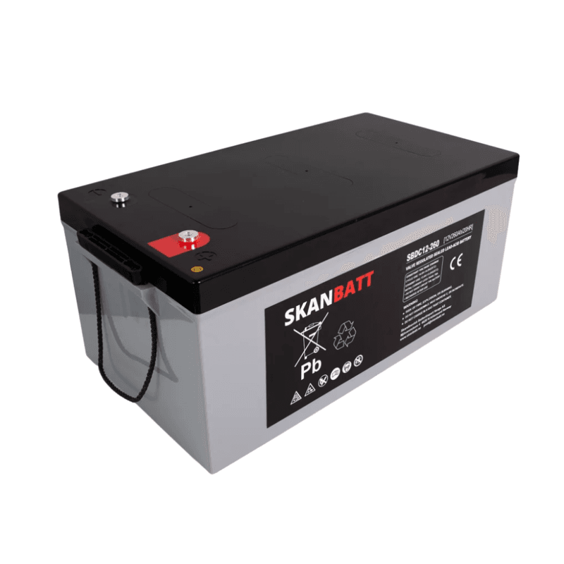 SKANBATT AGM Deep Cycle Batteri 12V 260AH  C10 (520x268x220mm) +høyre 