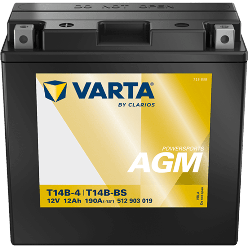  VARTA YT14B-BS AGM MC Batteri 12V 12AH 190CCA (152x70x150mm) +v