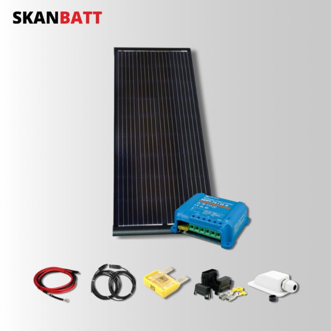 Hovedbilde SKANBATT Solcellepakke - 190w Rammepanel (Aero VAN) - Victron MPPT 15A
