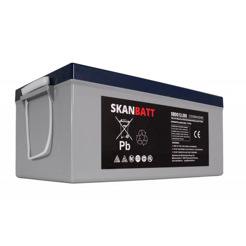 RITAR GEL Deep Cycle Batteri 12V 260AH (520x268x220mm) +høyre